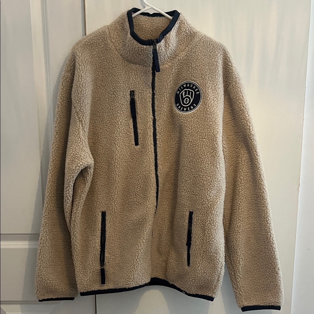 47 Brand Cream Sherpa Fleece Outerwear - Milwaukee Brewers